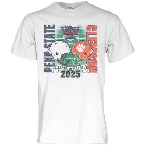 white short sleeve t-shirt 2025 Bad Boy Mowers Pinstripe Bowl, Penn State vs Clemson